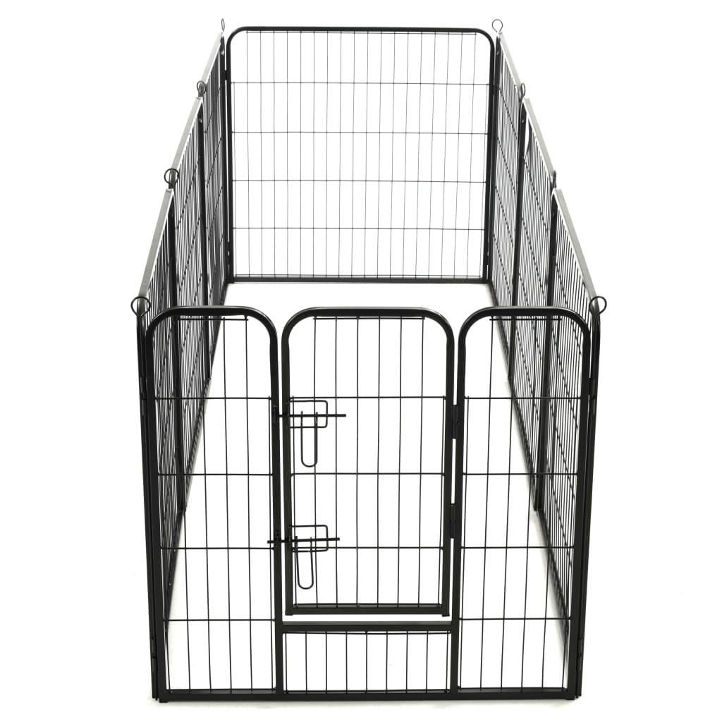 Dog Playpen 8 Panels Steel 31.5"x31.5" Black at Set Shop and Smile