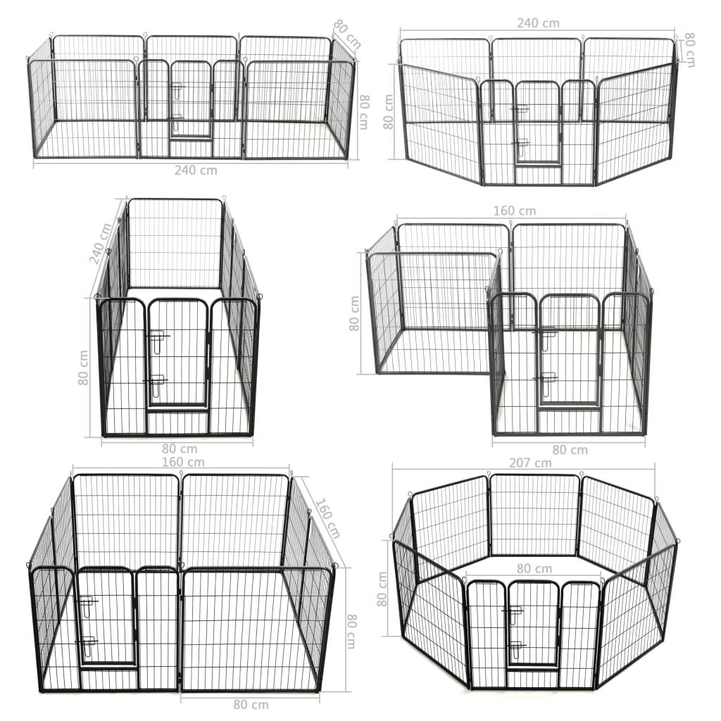 Dog Playpen 8 Panels Steel 31.5"x31.5" Black at Set Shop and Smile