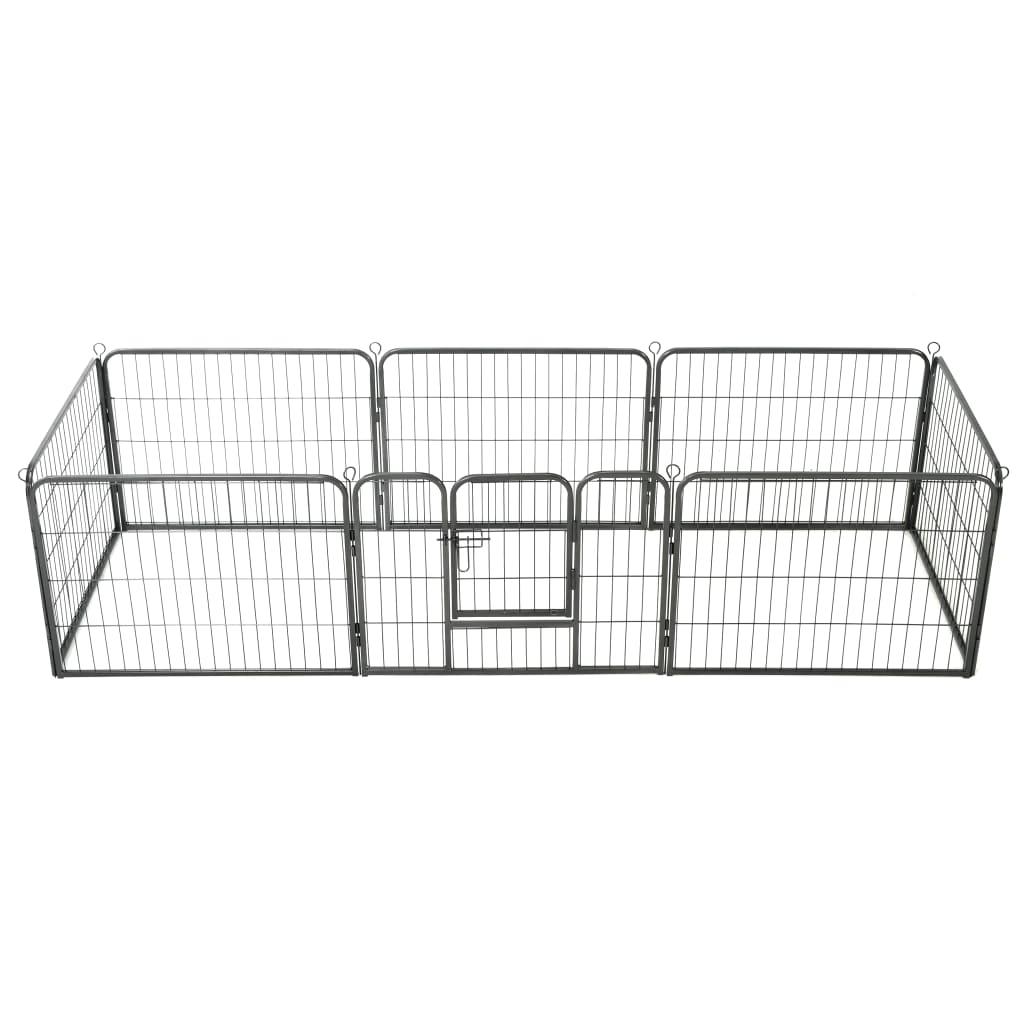 Dog Playpen 8 Panels Steel 31.5"x23.6" Black at Set Shop and Smile