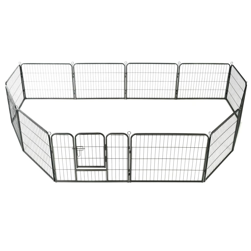 Dog Playpen 12 Panels Steel 31.5"x23.6" Black at Set Shop and Smile