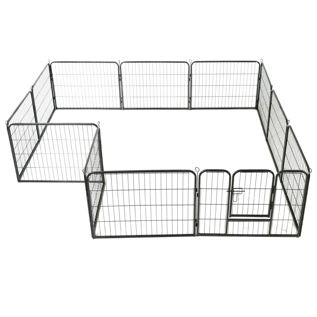 Dog Playpen 12 Panels Steel 31.5"x23.6" Black at Set Shop and Smile