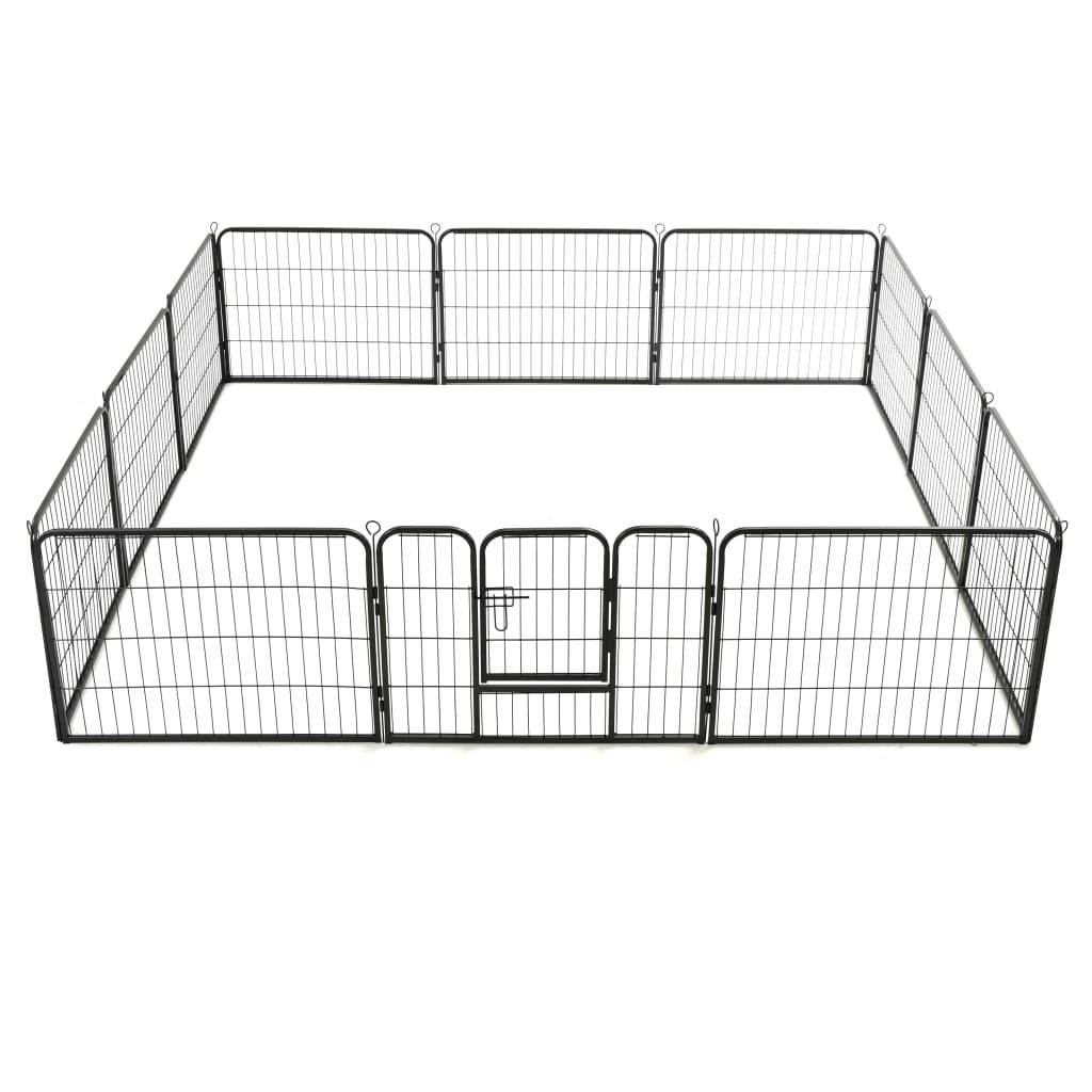 Dog Playpen 12 Panels Steel 31.5"x23.6" Black at Set Shop and Smile