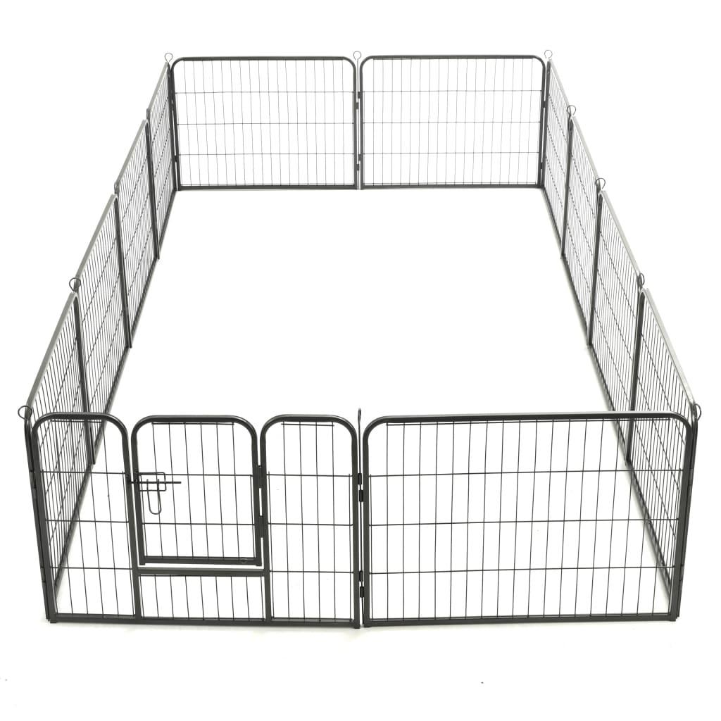 Dog Playpen 12 Panels Steel 31.5"x23.6" Black at Set Shop and Smile