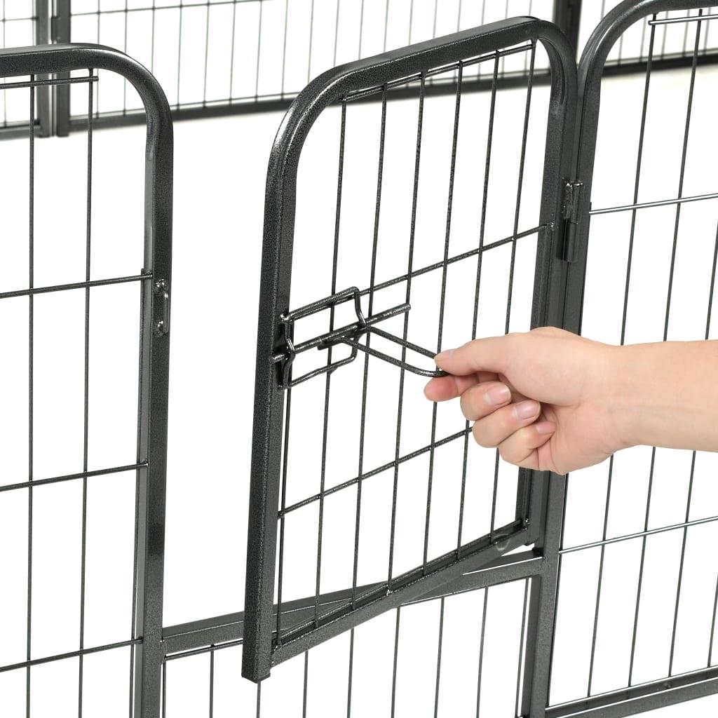 Dog Playpen 12 Panels Steel 31.5"x23.6" Black at Set Shop and Smile