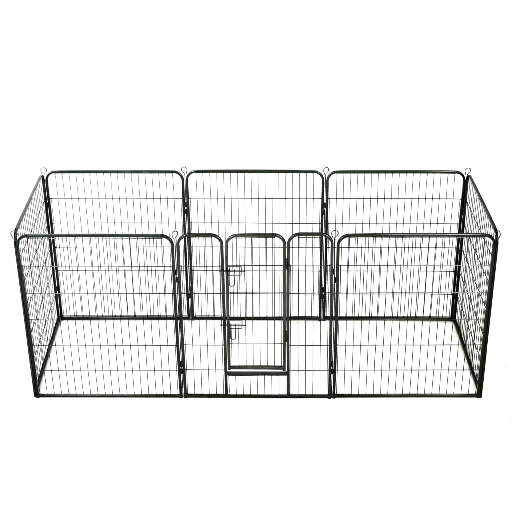Dog Playpen 8 Panels Steel 31.5"x39.4" Black at Set Shop and Smile