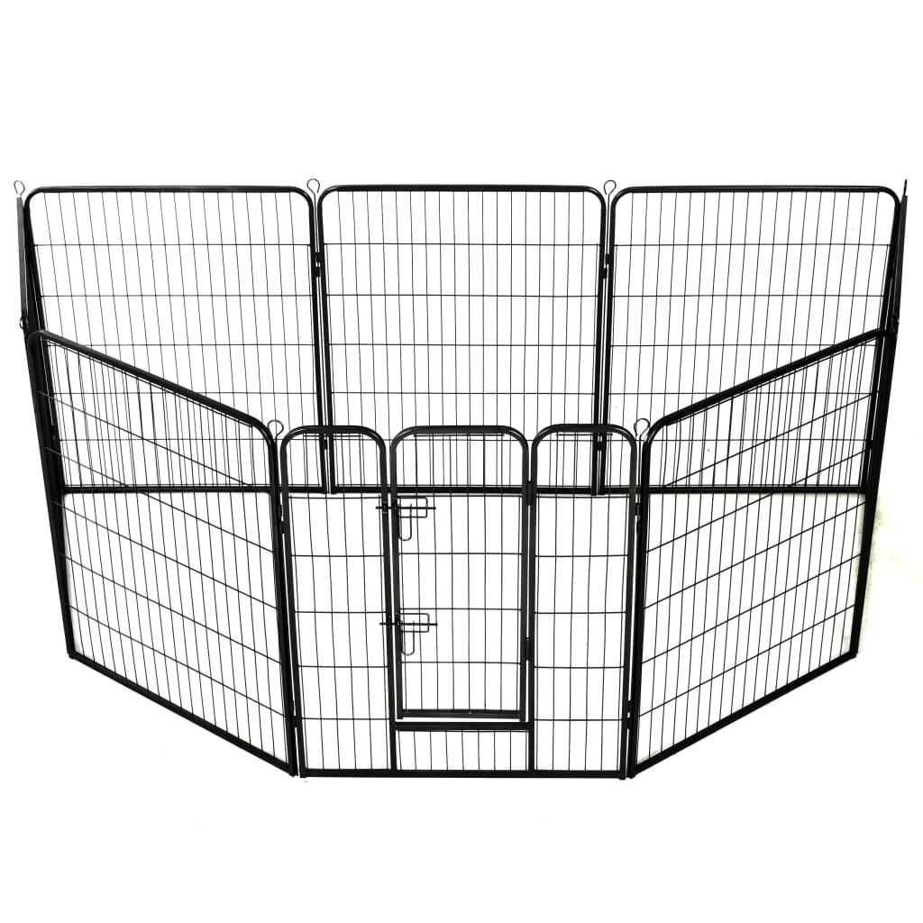Dog Playpen 8 Panels Steel 31.5"x39.4" Black at Set Shop and Smile