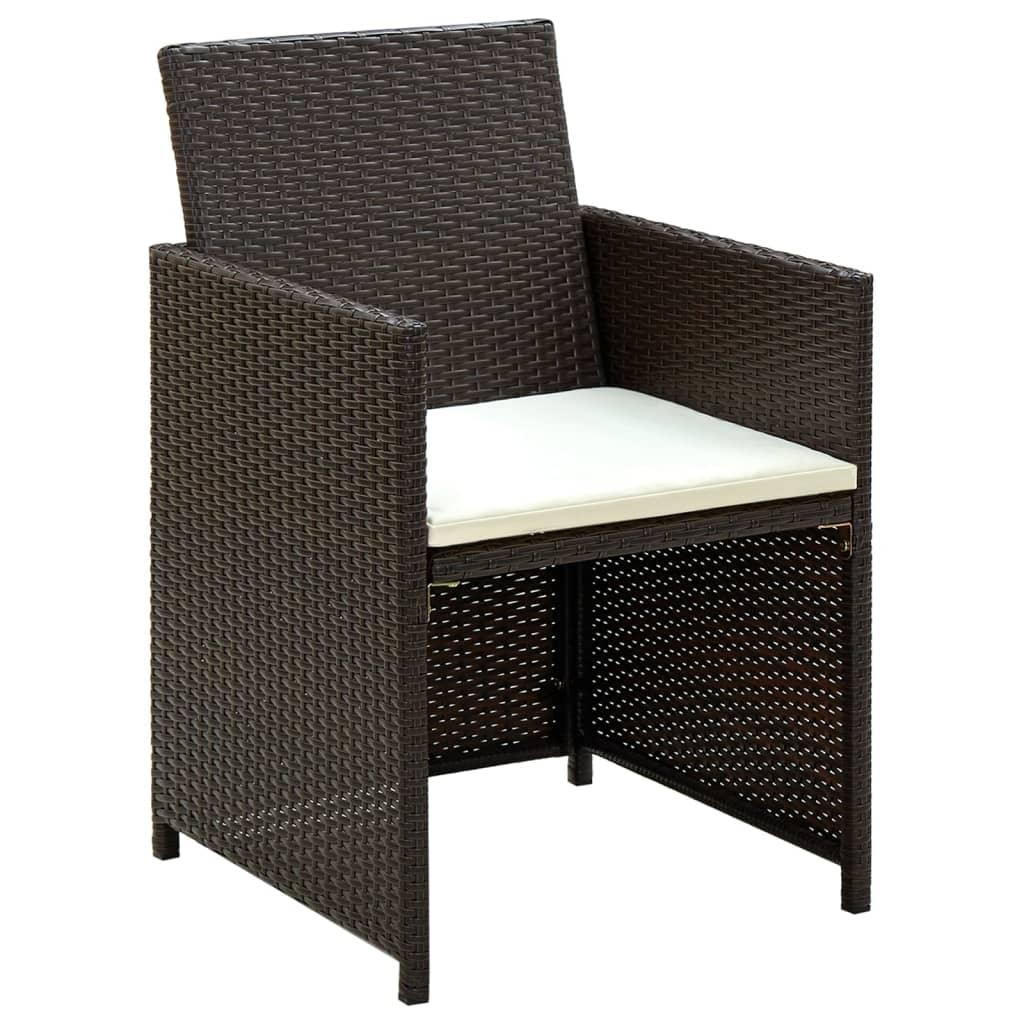 4 Piece Patio Lounge with Cushions Set Poly Rattan Brown at Set Shop and Smile
