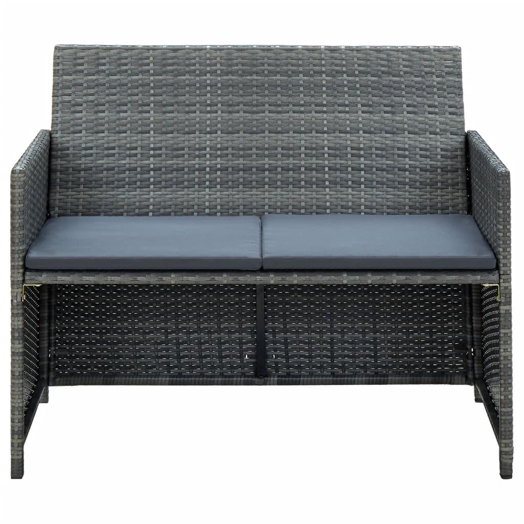2 Seater Patio Sofa with Cushions Gray Poly Rattan at Set Shop and Smile
