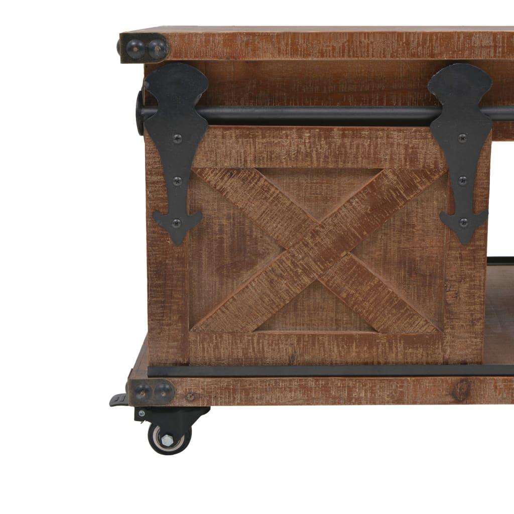 Coffee Table Solid Fir Wood 35.8"x20.1"x15" Brown at Set Shop and Smile