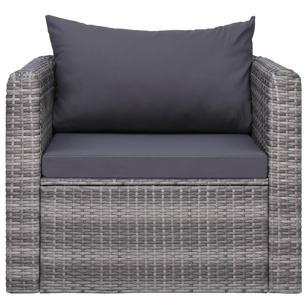 Patio Chair with Cushion and Pillow Poly Rattan Gray at Set Shop and Smile