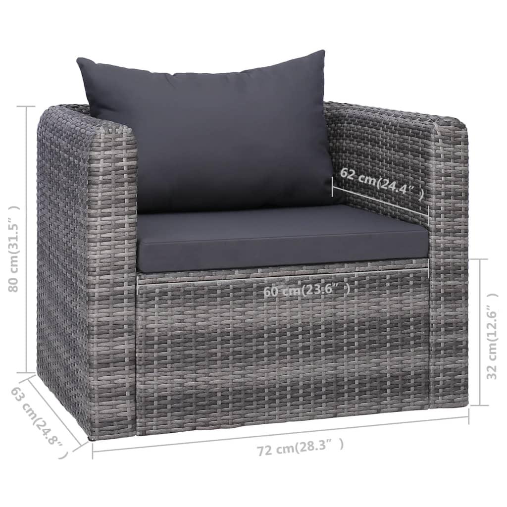 Patio Chair with Cushion and Pillow Poly Rattan Gray at Set Shop and Smile