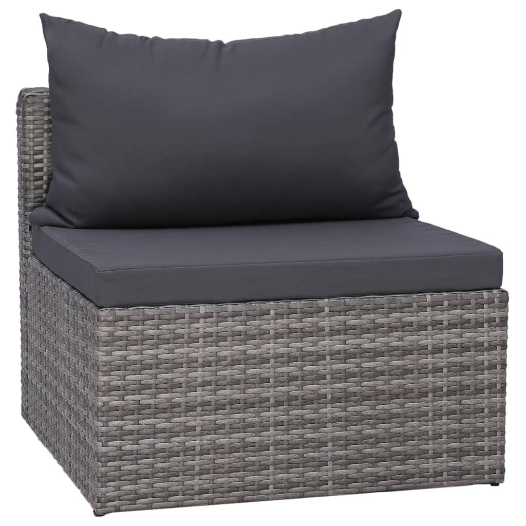 3 Piece Patio Sofa Set with Cushions Gray Poly Rattan at Set Shop and Smile