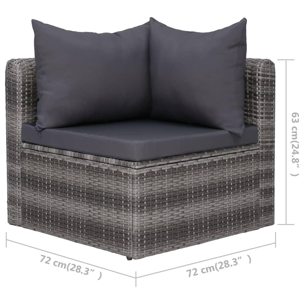 3 Piece Patio Sofa Set with Cushions Gray Poly Rattan at Set Shop and Smile