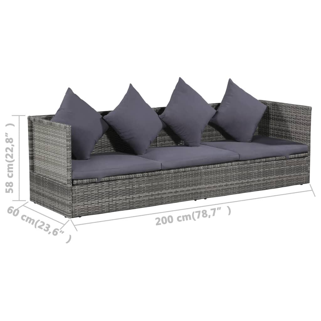 Patio Bed Gray 78.7"x23.6" Poly Rattan at Set Shop and Smile