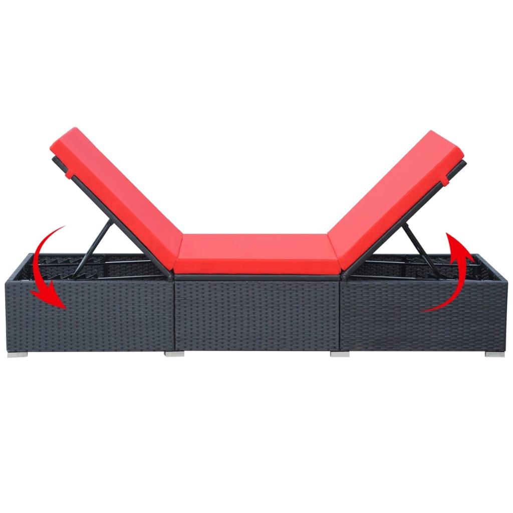 Sun Lounger with Cushion Poly Rattan Black at Set Shop and Smile