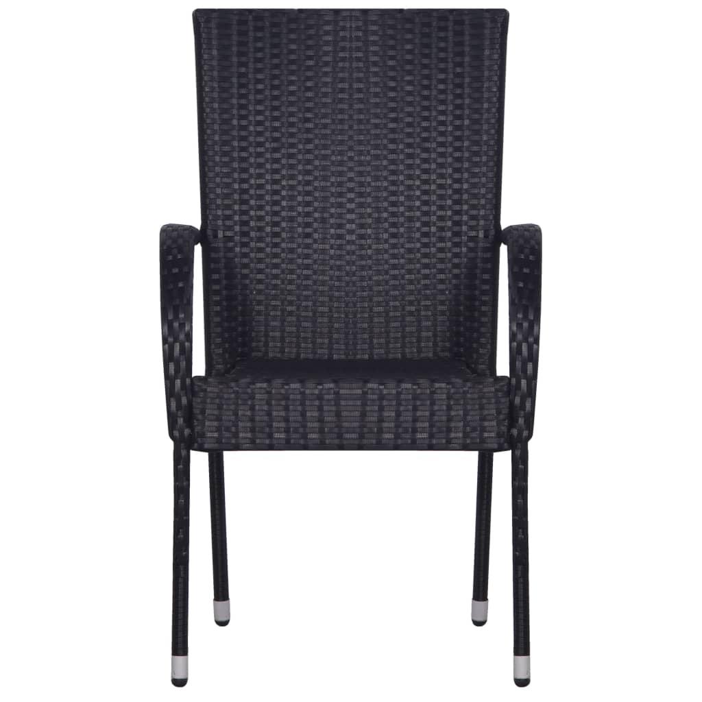 Stackable Patio Chairs 2 pcs Poly Rattan Black at Set Shop and Smile