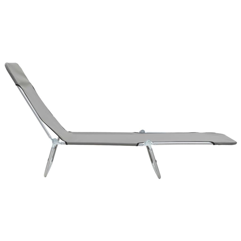 Folding Sun Loungers 2 pcs Steel and Fabric Gray at Set Shop and Smile