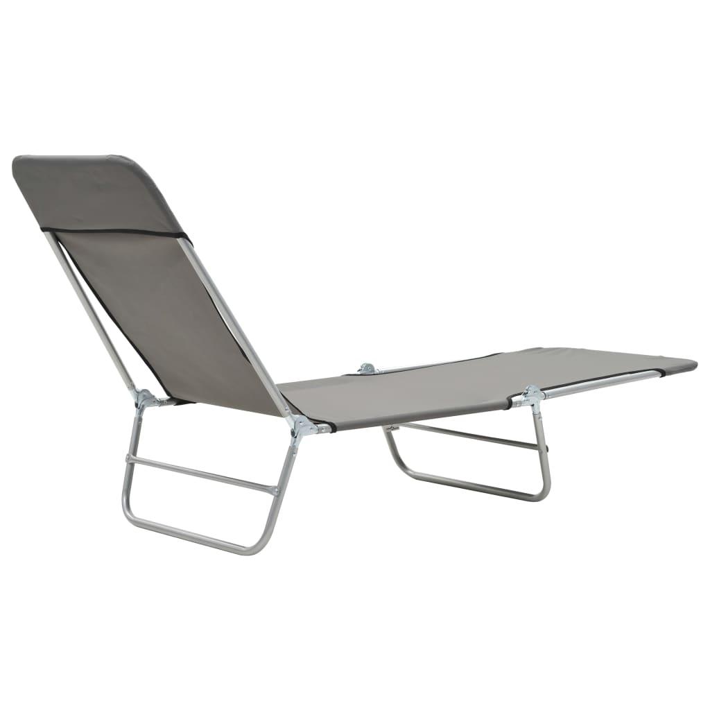 Folding Sun Loungers 2 pcs Steel and Fabric Gray at Set Shop and Smile