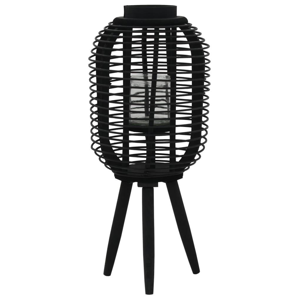 Freestanding Candle Lantern Holder Bamboo Black at Set Shop and Smile