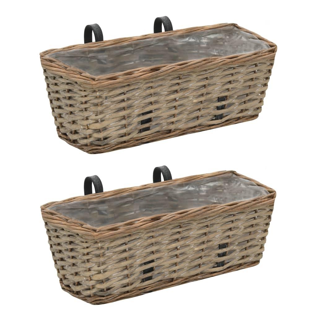 Balcony Planter 2 pcs Wicker with PE Lining 15.7" at Set Shop and Smile