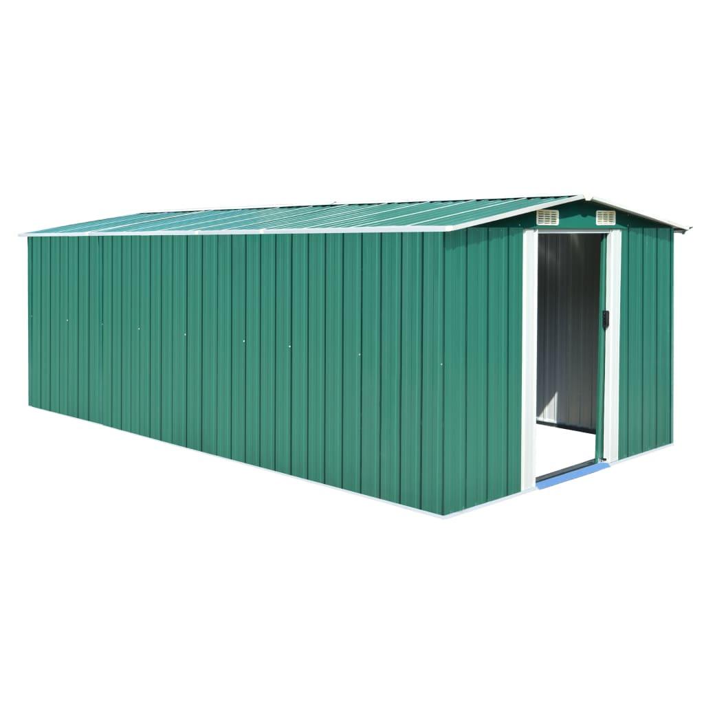 Garden Shed 101.2" x 192.5" x 71.3" Metal Green at Set Shop and Smile