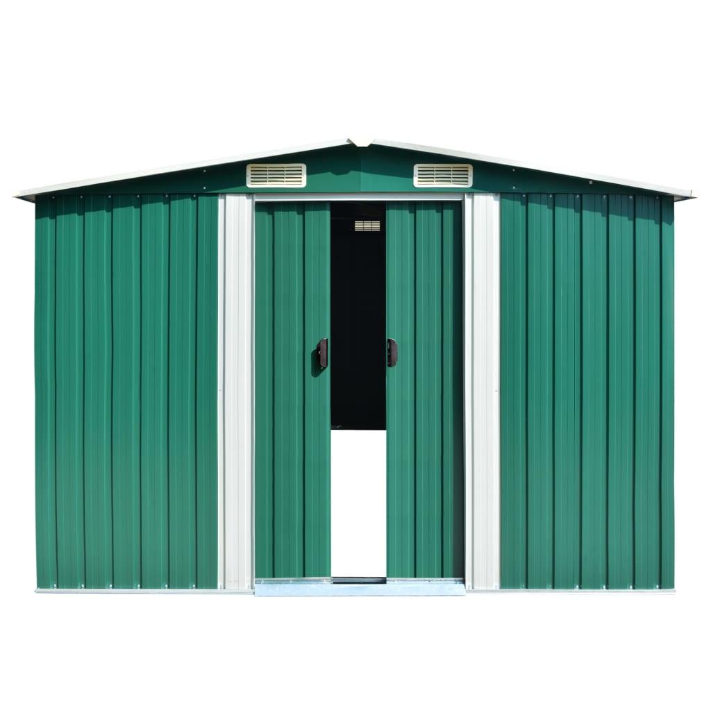 Garden Shed 101.2" x 192.5" x 71.3" Metal Green at Set Shop and Smile