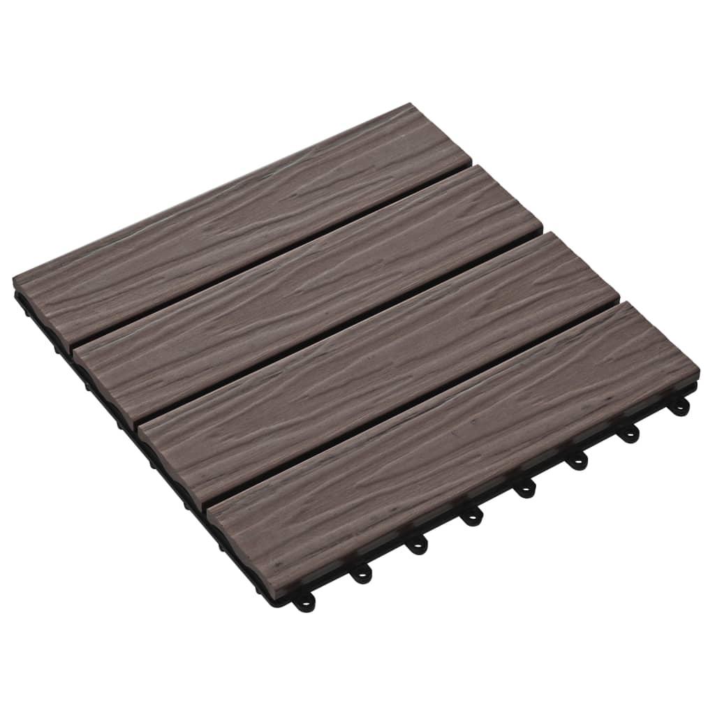 11 pcs Decking Tiles Deep Embossed WPC 11.8"x11.8" 1 sqm Dark Brown at Set Shop and Smile