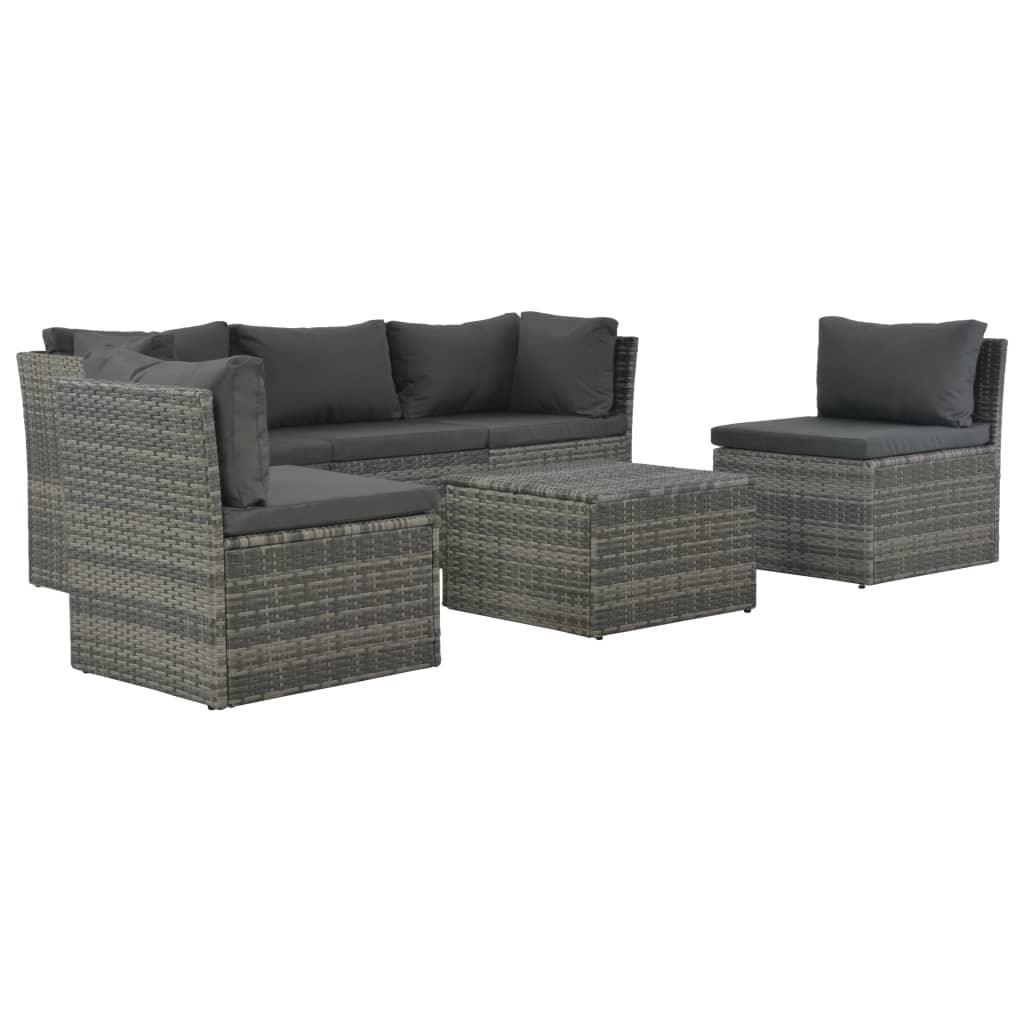 4 Piece Patio Lounge Set with Cushions Poly Rattan Gray at Set Shop and Smile