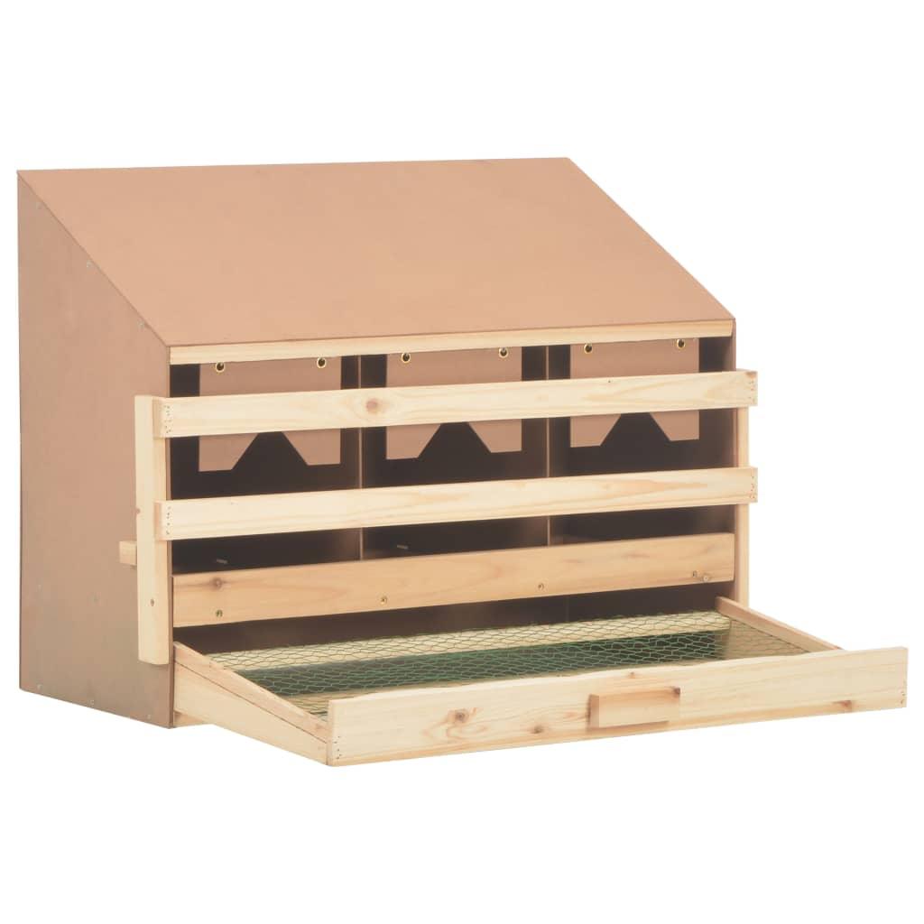Chicken Laying Nest 3 Compartments 28.3"x13"x21.3" Solid Pine Wood at Set Shop and Smile