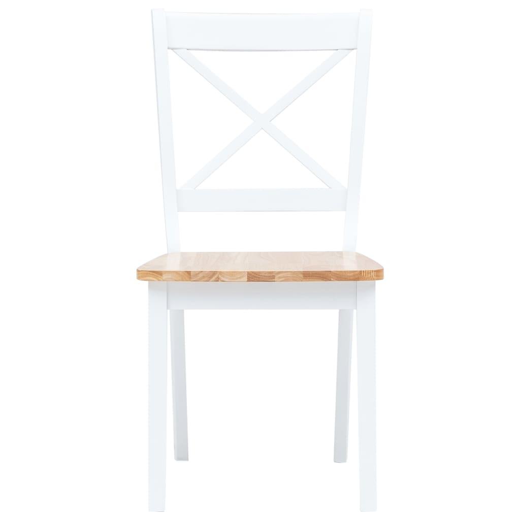 Dining Chairs 4 pcs White and Light Wood Solid Rubber Wood at Set Shop and Smile