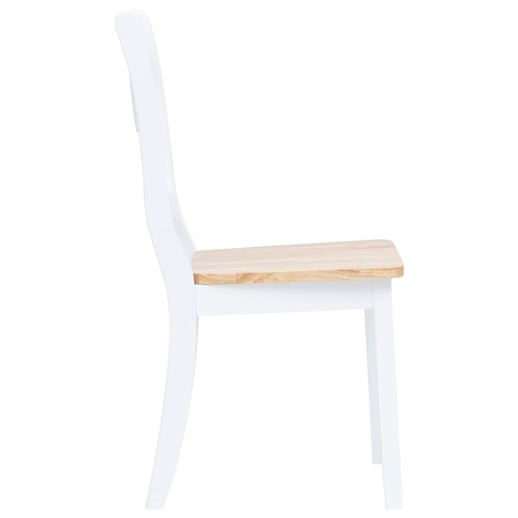 Dining Chairs 4 pcs White and Light Wood Solid Rubber Wood at Set Shop and Smile