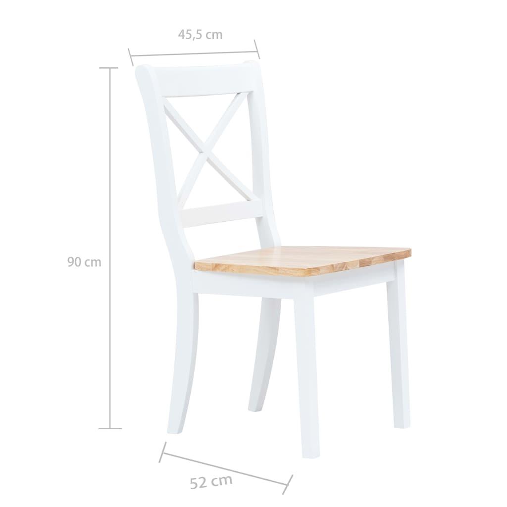 Dining Chairs 4 pcs White and Light Wood Solid Rubber Wood at Set Shop and Smile