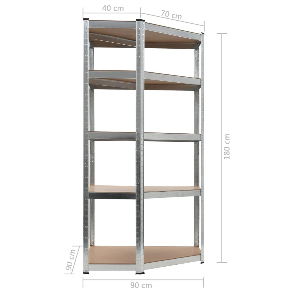 5-Layer Corner Shelf Silver Steel&Engineered Wood at Set Shop and Smile