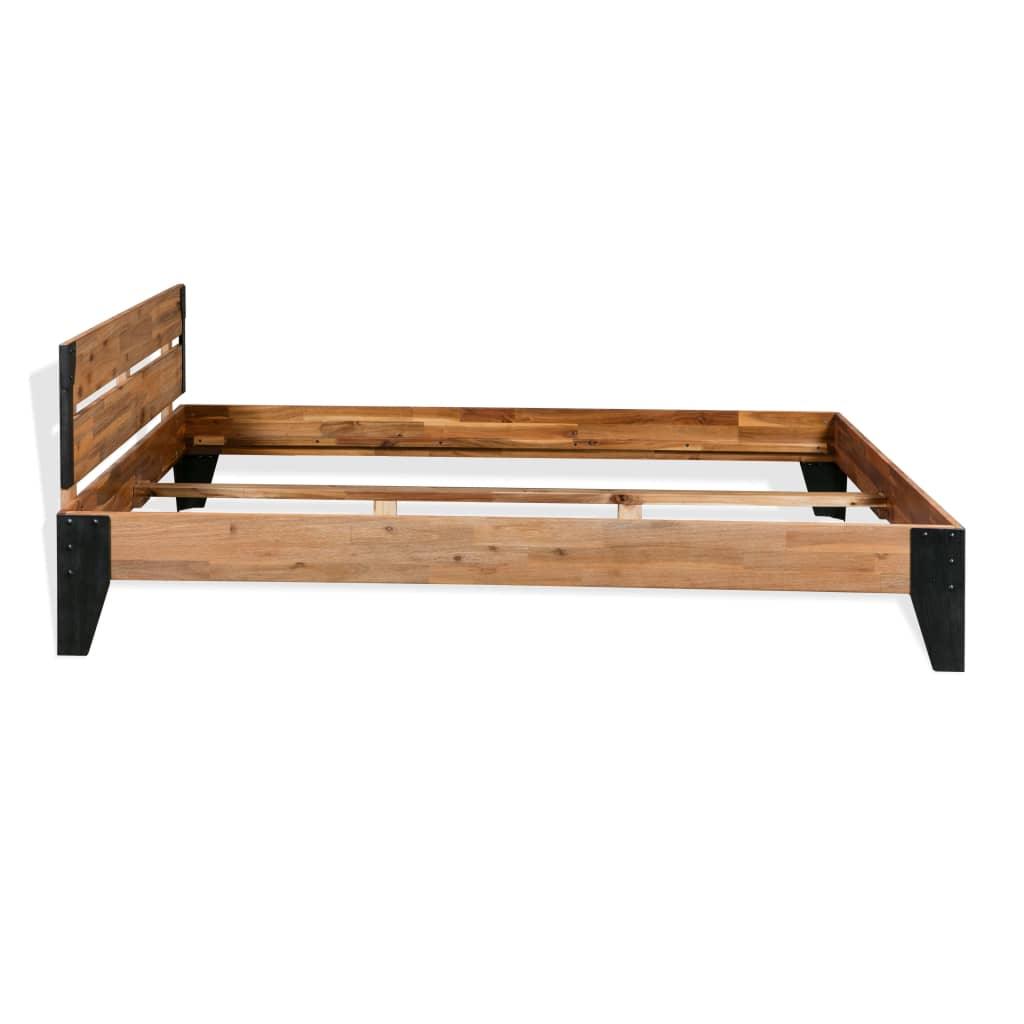 Bed Frame Solid Acacia Wood Steel 59.8"x79.9" at Set Shop and Smile