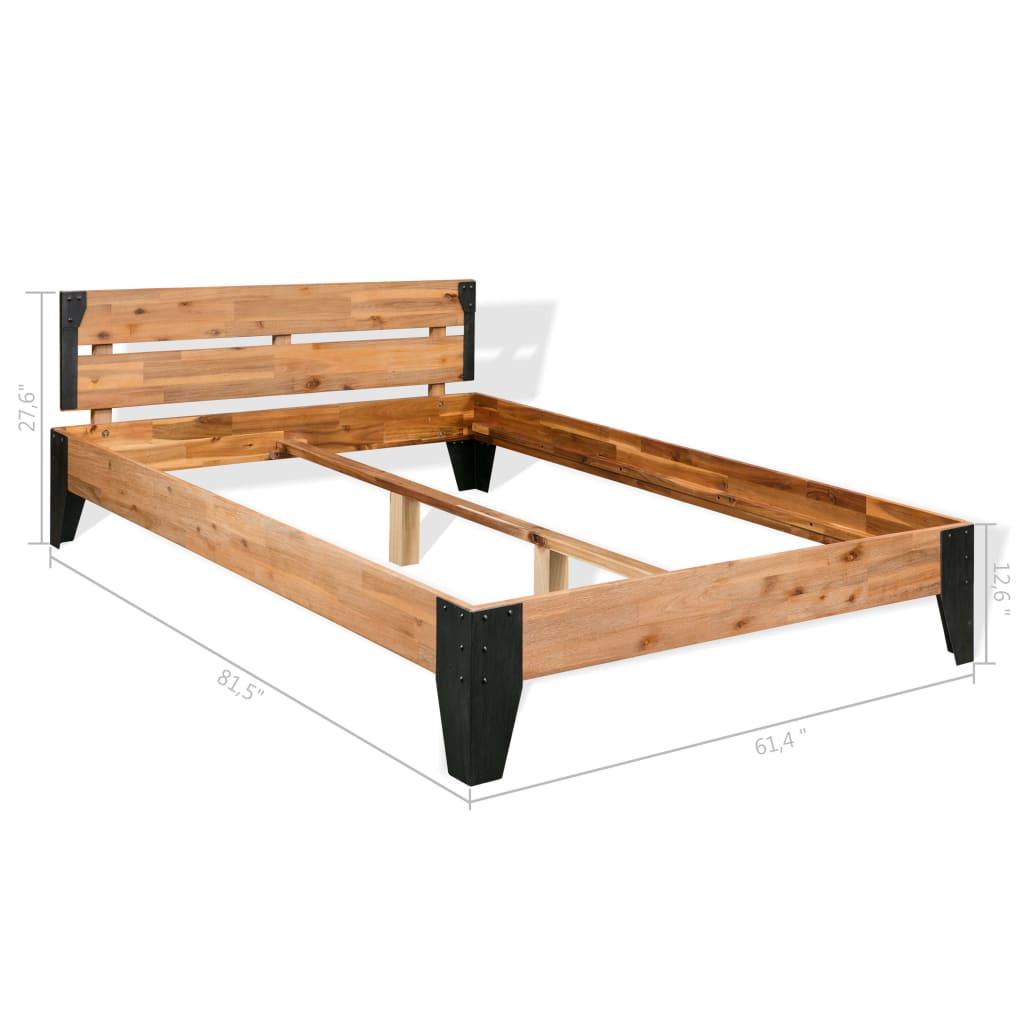 Bed Frame Solid Acacia Wood Steel 59.8"x79.9" at Set Shop and Smile