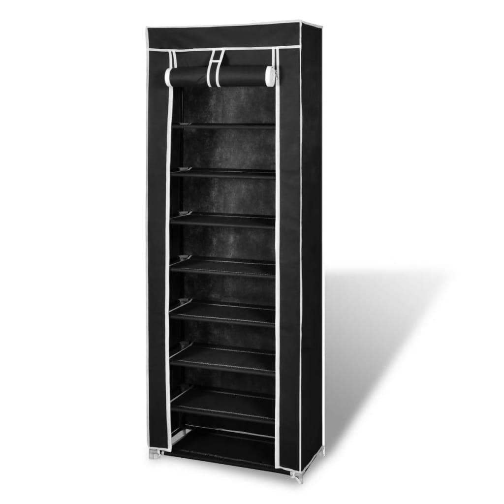 Fabric Shoe Cabinet with Cover 22" x 11" x 64" Black at Set Shop and Smile