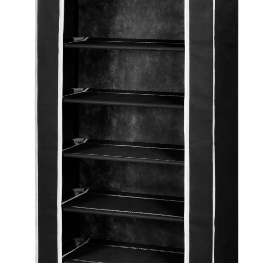Fabric Shoe Cabinet with Cover 22" x 11" x 64" Black at Set Shop and Smile