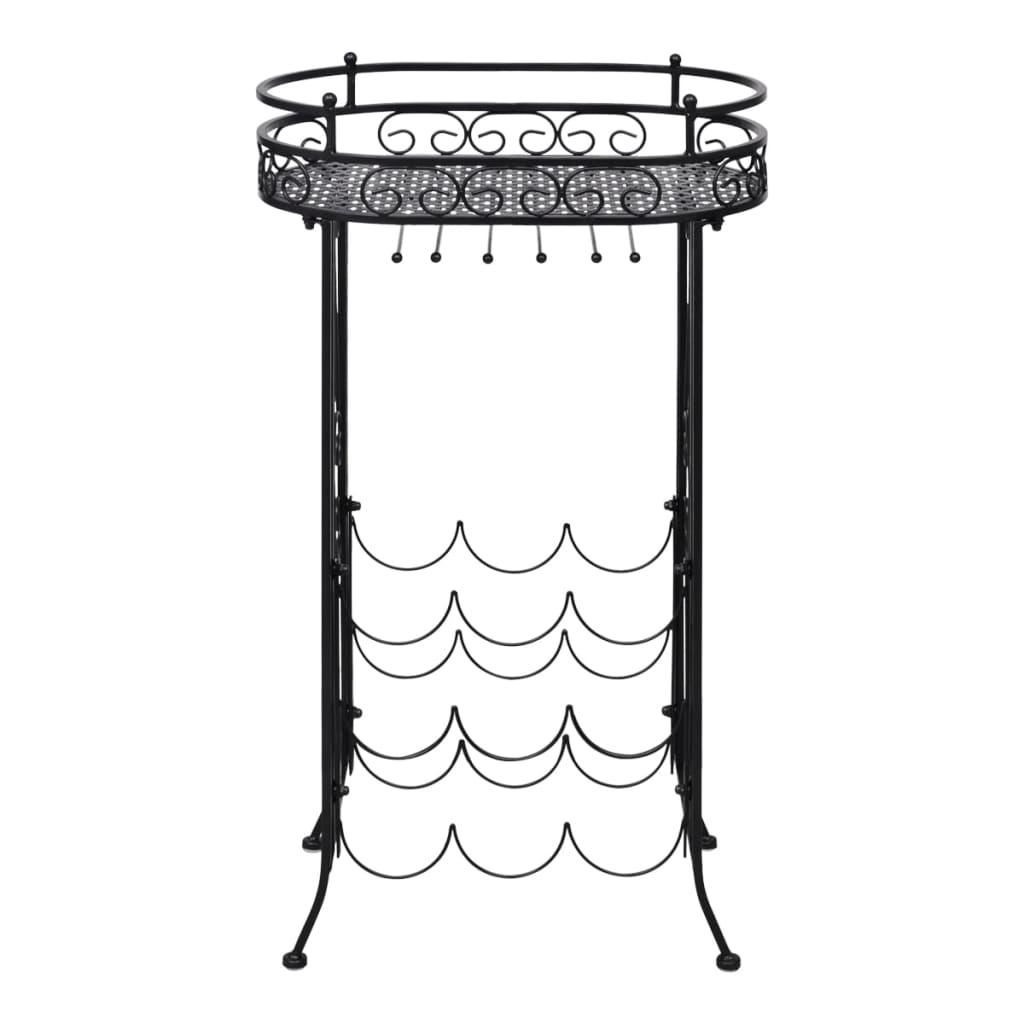 Wine Rack with Glass Holder for 9 Bottles Metal at Set Shop and Smile