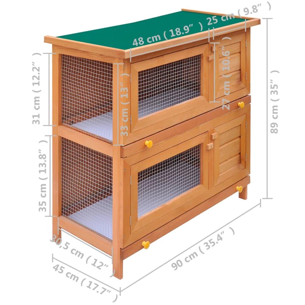 Outdoor Rabbit Hutch Small Animal House Pet Cage 4 Doors Wood at Set Shop and Smile