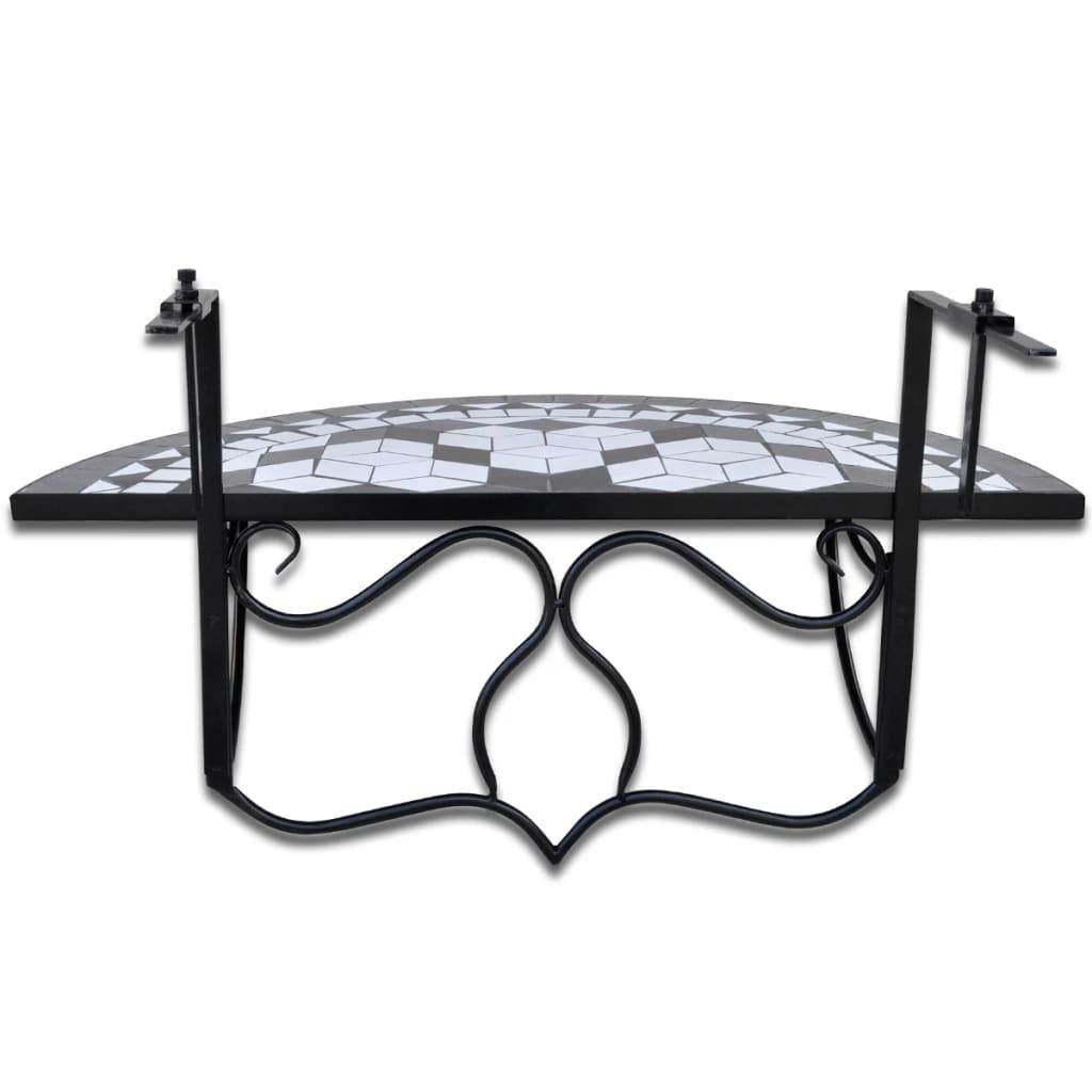 Hanging Balcony Table Black and White Mosaic at Set Shop and Smile