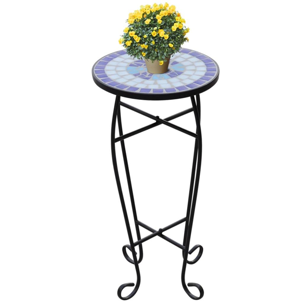 Mosaic Side Table Plant Table Blue White at Set Shop and Smile