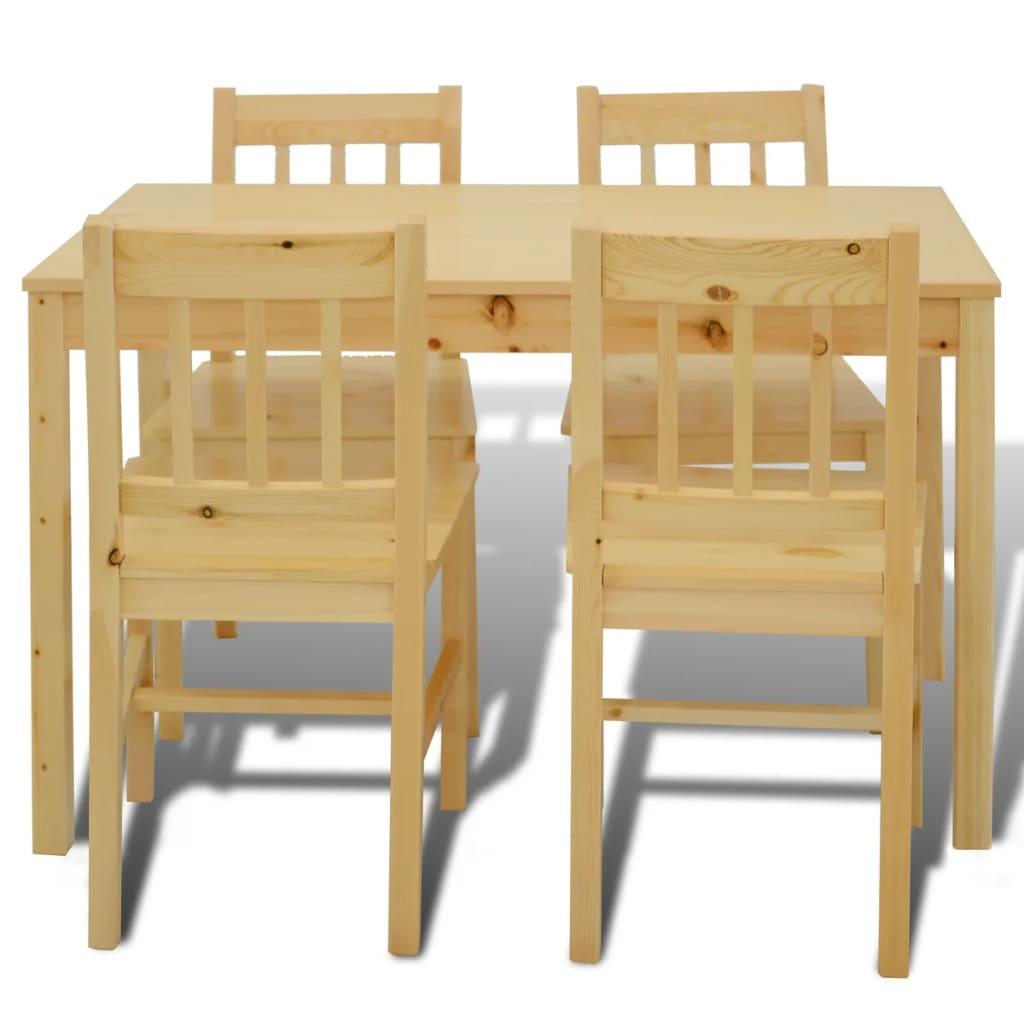 Wooden Dining Table with 4 Chairs Natural at Set Shop and Smile