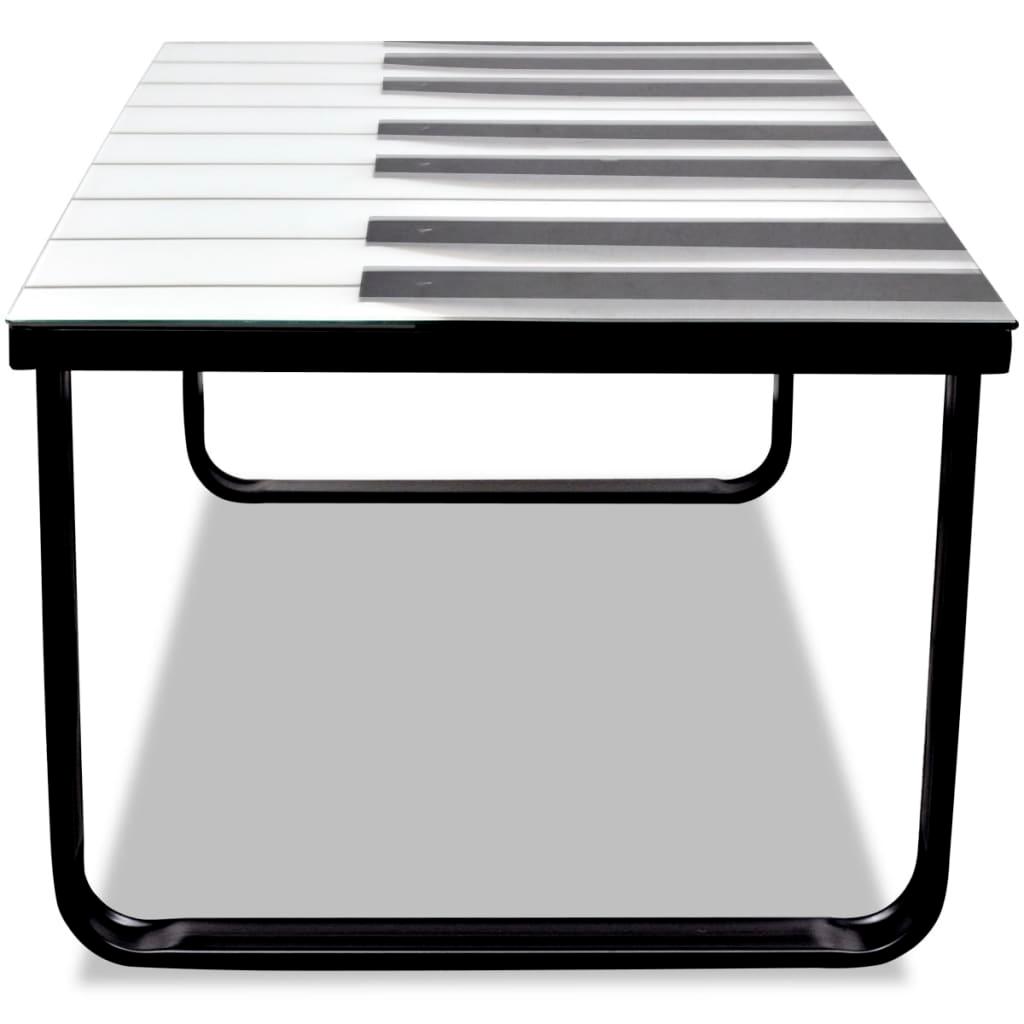 Coffee Table with Piano Printing Glass Top at Set Shop and Smile