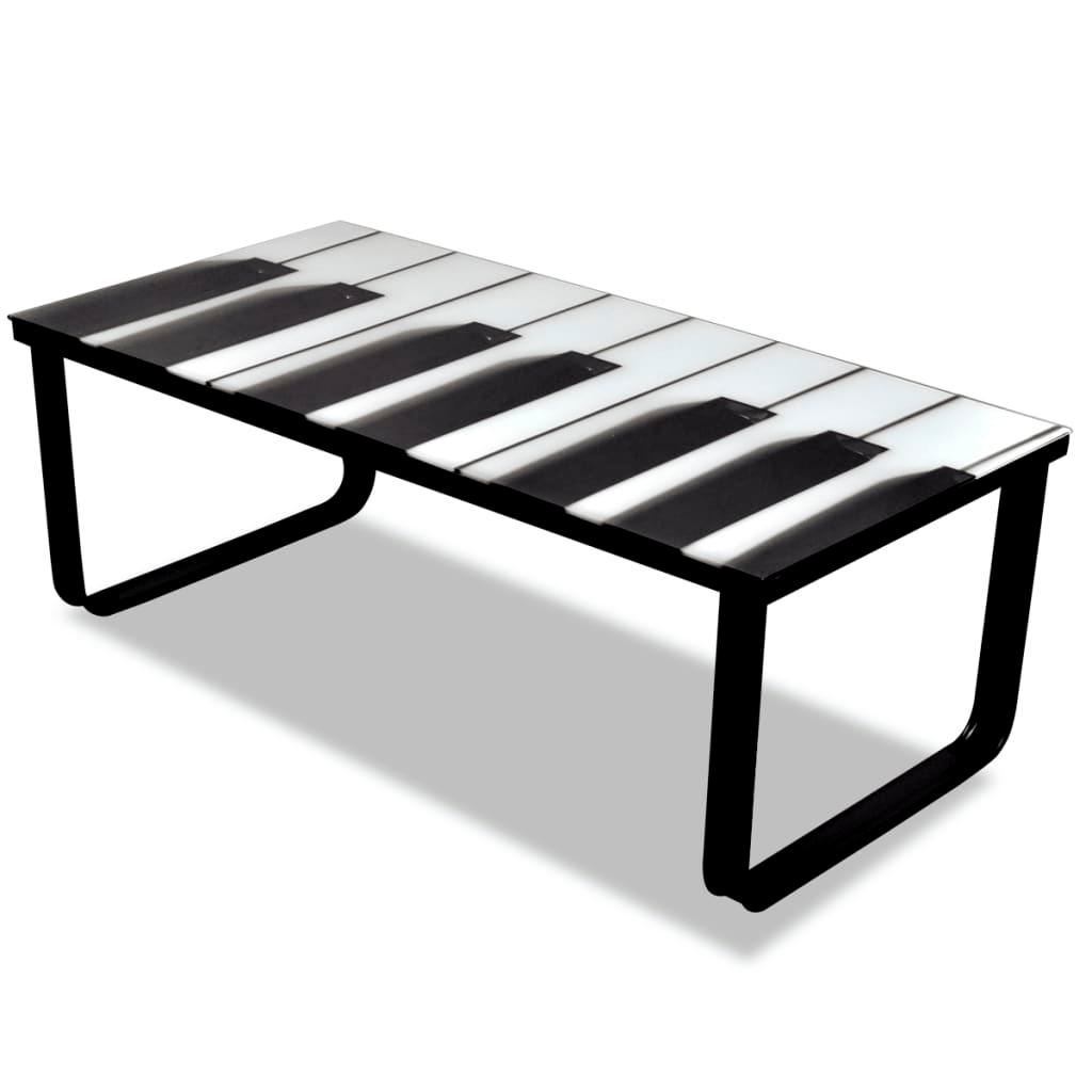 Coffee Table with Piano Printing Glass Top at Set Shop and Smile