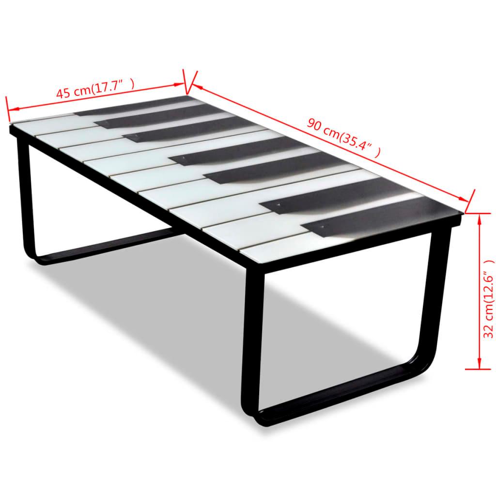 Coffee Table with Piano Printing Glass Top at Set Shop and Smile