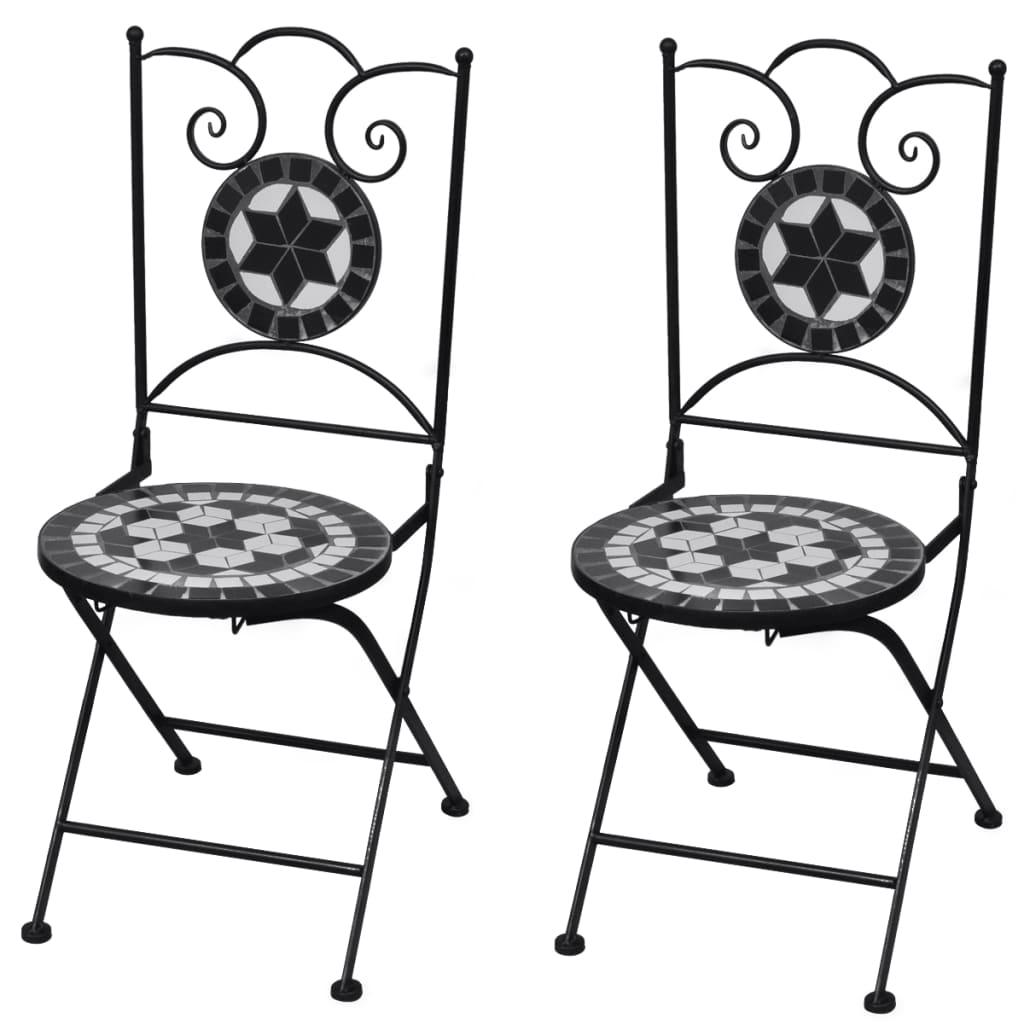 Folding Bistro Chairs 2 pcs Ceramic Black and White at Set Shop and Smile