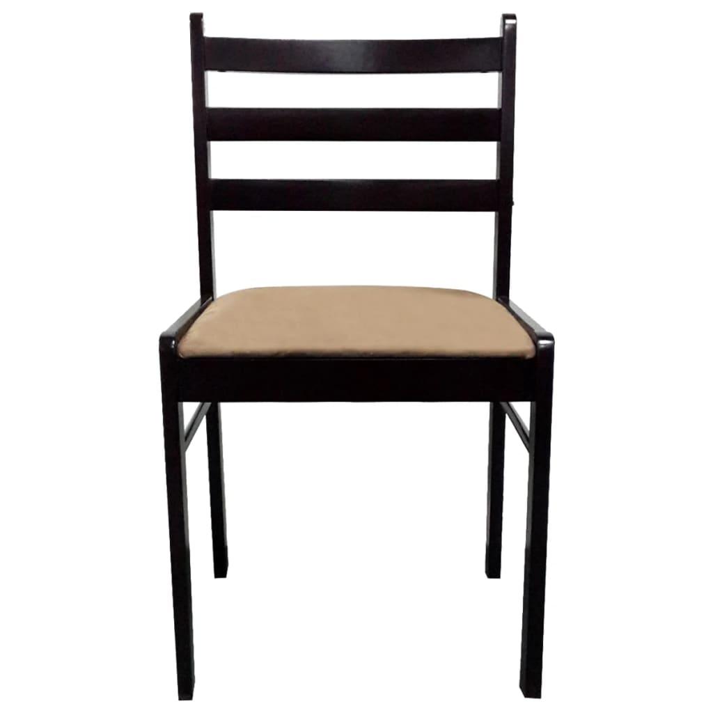 Dining Chairs 2 pcs Brown Solid Rubber Wood and Velvet at Set Shop and Smile