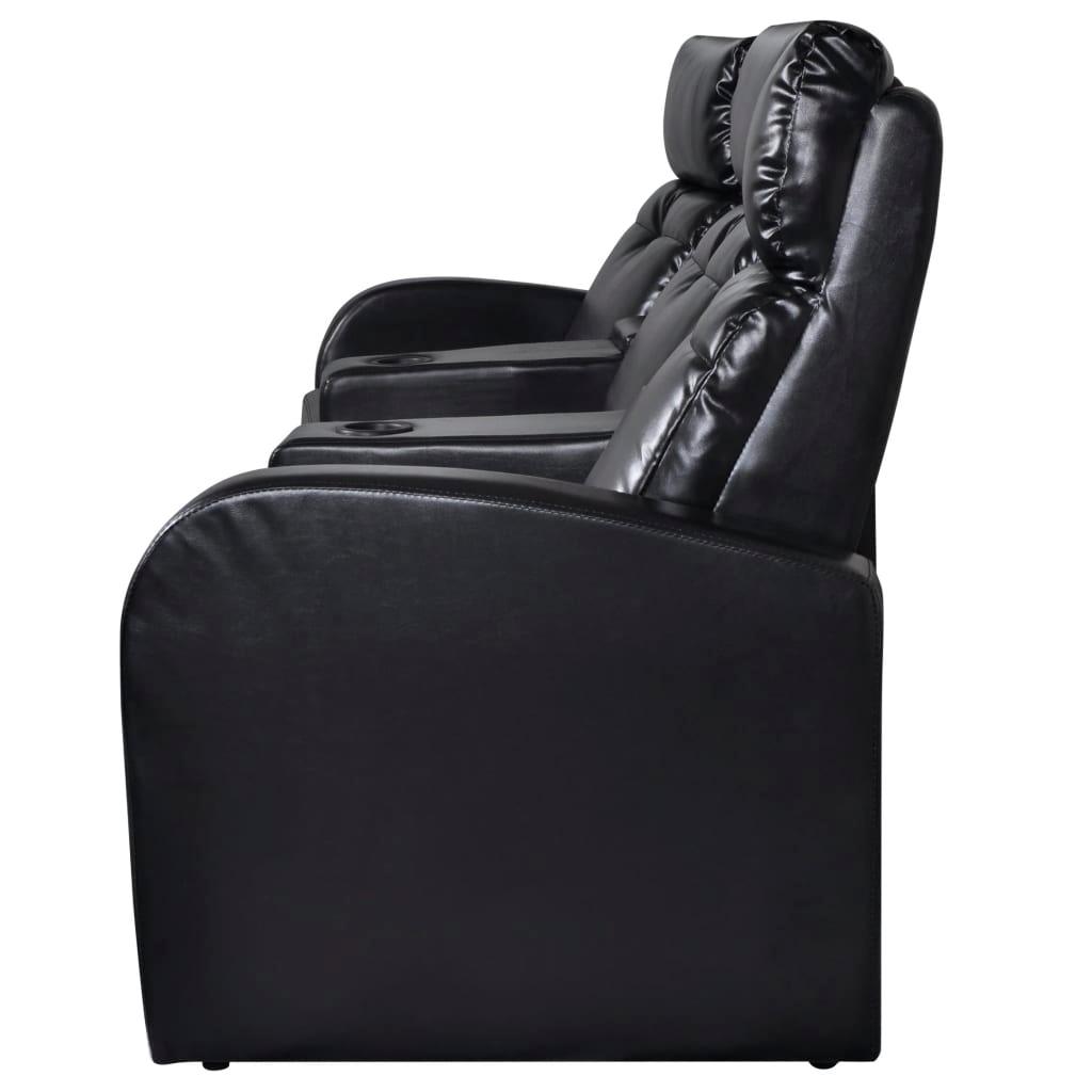 3-Seater Home Theater Recliner Sofa Black Faux Leather at Set Shop and Smile