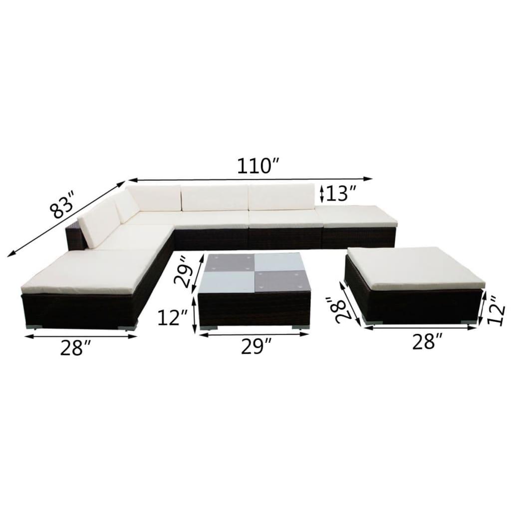 8 Piece Patio Lounge Set with Cushions Poly Rattan Brown at Set Shop and Smile