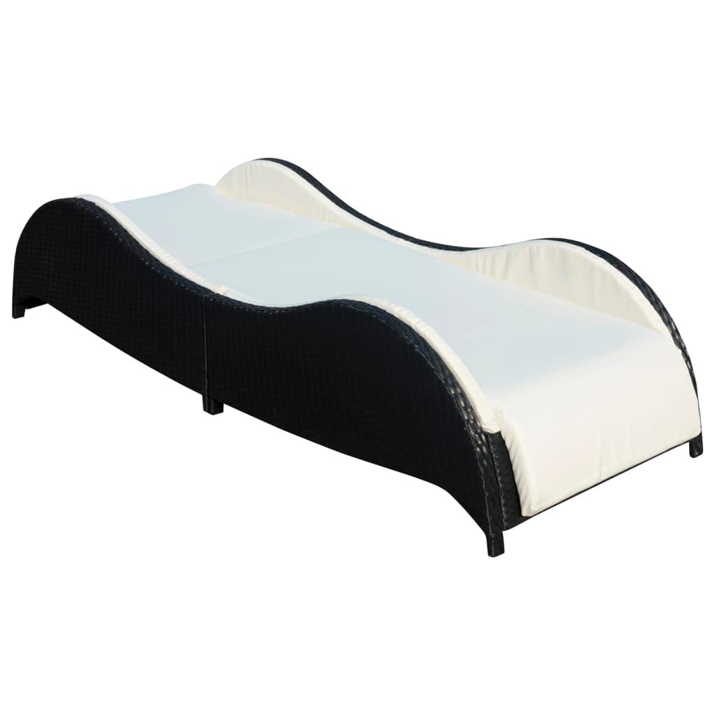 Sun Lounger with Cushion Poly Rattan Black at Set Shop and Smile